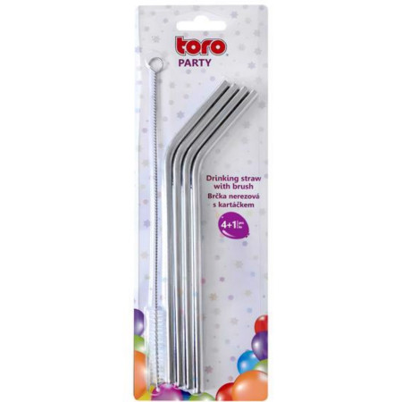 detail Toro Party brčka nerezová eco set 4ks +1ks čisticí kartáček