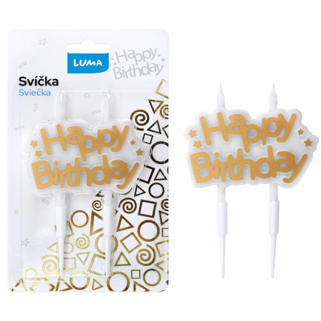 chi tiết Svíčka HAPPY BIRTHDAY zlatá LUMA (bal/24ks)