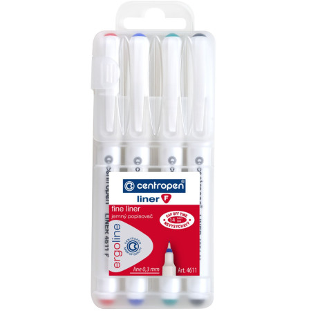 chi tiết Centropen Popisovač FINE LINER 4ks 4611/4