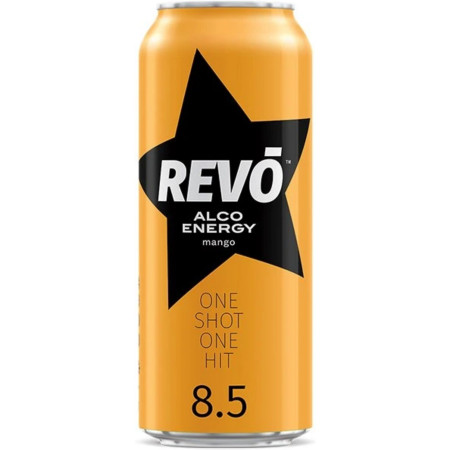 detail UKRA - REVO 500ml MANGO nízkoalkoholický ener. nápoj 8,5% alkoholů (24)