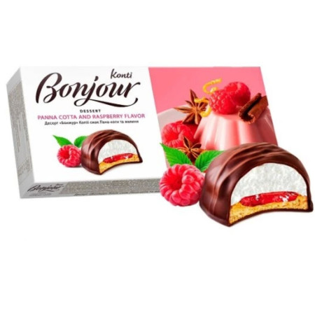 detail UKRA - Konti bonjour 232g dezert s Pannacottovou a malinovou příchutí (9)