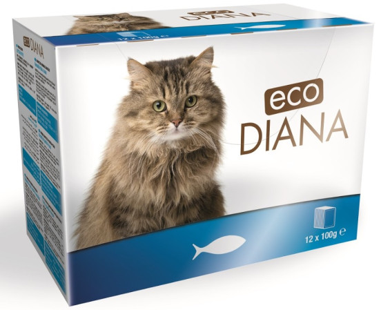 detail eco Diana Cat 12x100g kapsičky Rybí v omáčce (4)