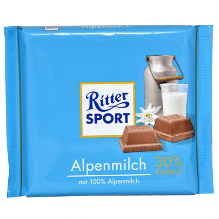 chi tiết Ritter sport čokoláda 100g Alpenmilch (mléčná čokoláda )
