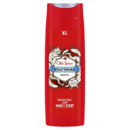 detail Old Spice sprchový gel & Šampon 400ml Wolfthorn (6)
