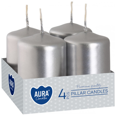chi tiết Bispol adventní svíčky 4ks SW40x60 válec - Metalic Silver (12) kód 271