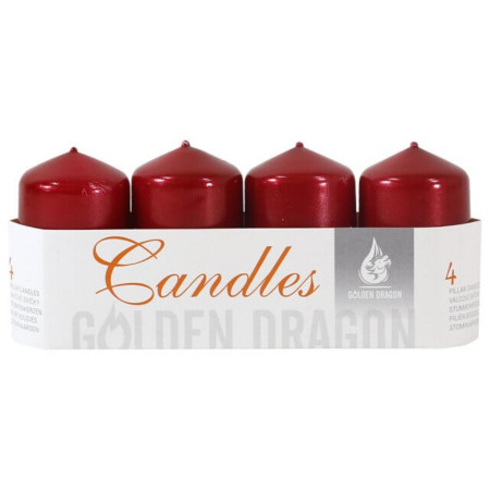 chi tiết Golden D. adventní svíčky 4ks Slupek 40x70mm - Metalic Bordo (24)