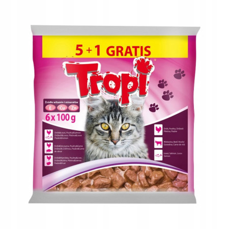 detail Tropi kapsička pro kočky mix 6x100g (8)