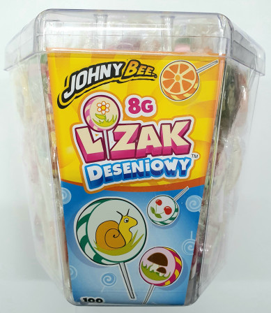 detail JohnyBee Roksové lízátka placka 8g Lolly Desen 100ks