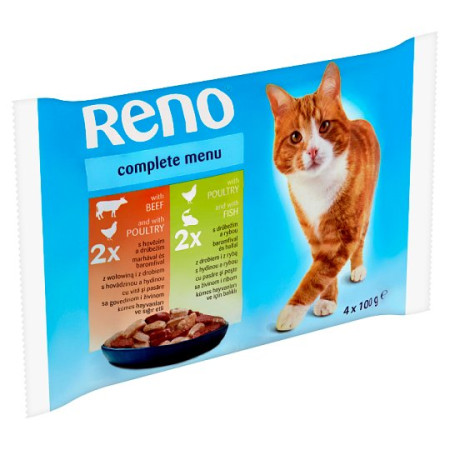 detail Reno Kapsa kočka 4x100g 2x drůb+hov, 2x drůb+ryb (13)