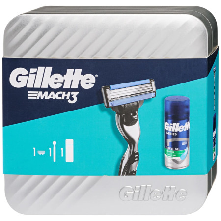 chi tiết Kazeta 3ks - Gillette Mach3 (strojek + 1ks náhradní + series gel 75ml)