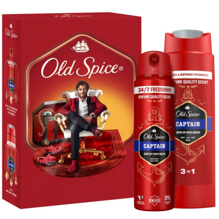 chi tiết Old Spice kazeta 2ks - Captain (sprchový gel 250ml+deosprej 150ml)