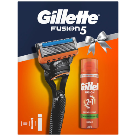 chi tiết Gillette Fusion 5 dárková kazeta 3ks (Strojek + 1 náhradní hlavice + gel 200ml)