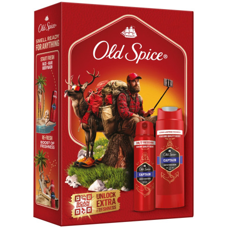 chi tiết Old Spice dárková kazeta 2ks (deosprej 150ml + spr.gel 250ml) Captain