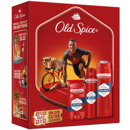 chi tiết Old Spice dárková kazeta 3ks (deostick + deosprej + spr. gel 250ml) Whitewater