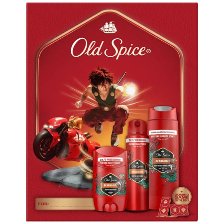 chi tiết Old Spice dárková kazeta 3ks (deostick + deosprej + spr. gel 250ml) Bearglove