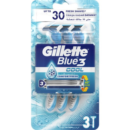 detail Gillette Blue3 3ks Cool holící strojky