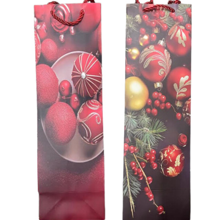 chi tiết Dárková taška Vánoční na víno Baňky (bal/12ks)