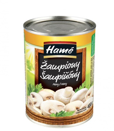 detail HAMÉ žampiony krájené 400g