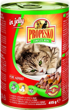 chi tiết Propesko kousky kočka 415g králík+drůb+mrkev v želé