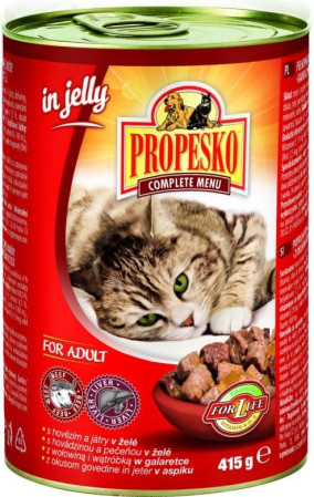 chi tiết Propesko kousky kočka 415g hovězí a játra v želé (12)