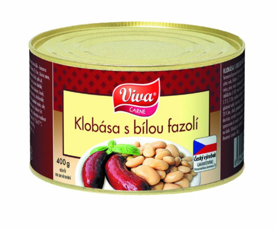 detail VIVA Klobása s fazolí 400g (8)