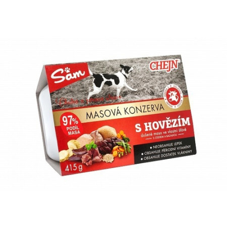 detail Chejn Sam vanička pro psy 415g s hovězím (8)