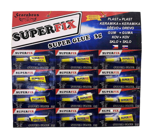 detail ESHOP - Superfix (Scarabeus) Vterinové lepidlo blister 3g (12ks)