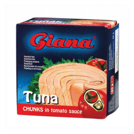 detail GIANA tuňák kousky 80g EO v tomatové omáčce