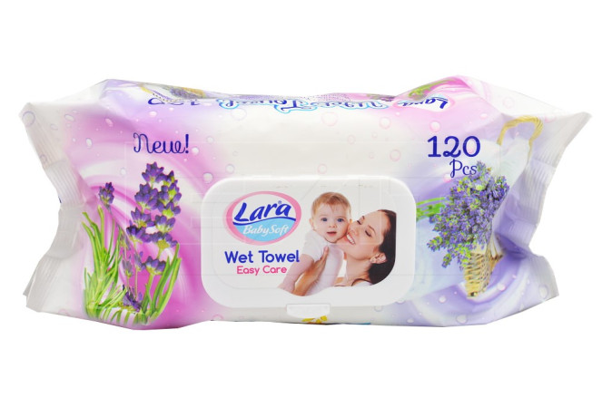 chi tiết LARA vlhčené ubrousky 120ks klip Lavender