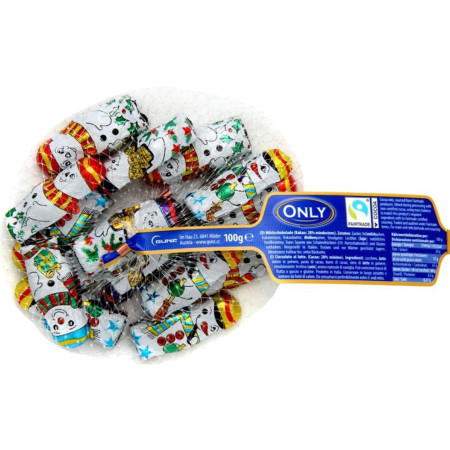 detail Only Vánoční mléčná čokoláda 85g v síťce - Sněhuláci (24)
