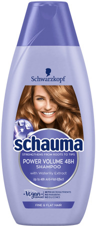 detail Schauma 400ml šampon Power volume 48h with waterlily
