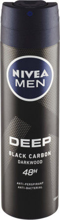 detail Nivea deosprej 150ml MEN Deep Black Carbon Darkwood (6)