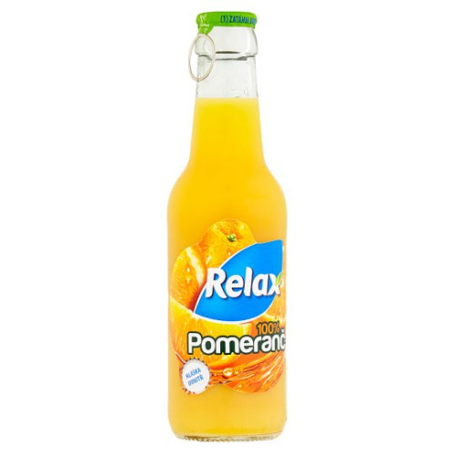 RELAX víčko 0,25l sklo 100% Pomeranč - ovocný nápoj