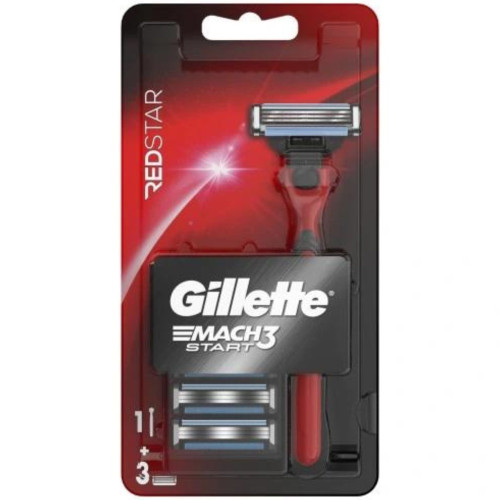 Gillette mach3 Start strojek + 3 náhradní Red