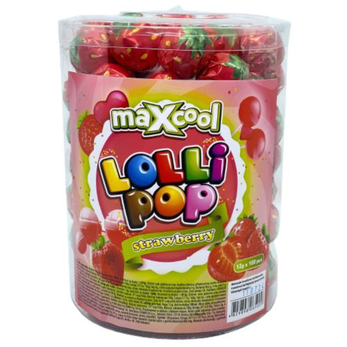 Maxcool Lollipop Lízátko Jahoda 12g (100ks)