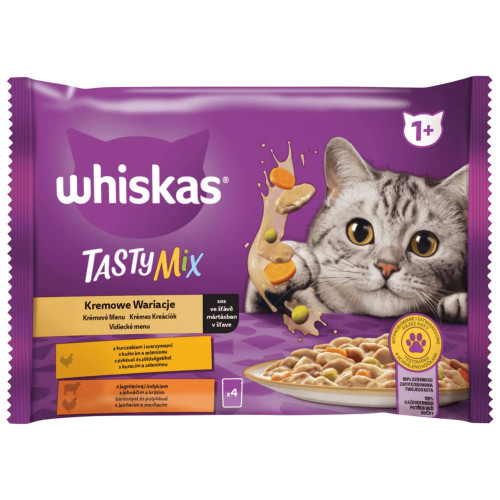 Whiskas kapsa 4ks x 85g Tasty Mix Krémové menu ve šťávě (13)