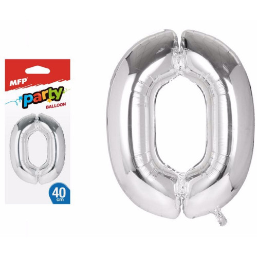 Balónek č. 0 nafukovací fóliový 40cm - Stříbrný MFP (bal/12ks)