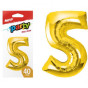 náhled Balónek č. 5 nafukovací fóliový 40cm - zlatý MFP (bal/12ks)