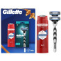 náhled Kazeta 3ks - Gillette (strojek + 2ks náhradní + oldspice spr.gel 250ml Whitewate